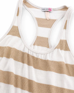 Body Central White & Metallic Gold Striped Racerback Tank Top Size Small - Sable & Red