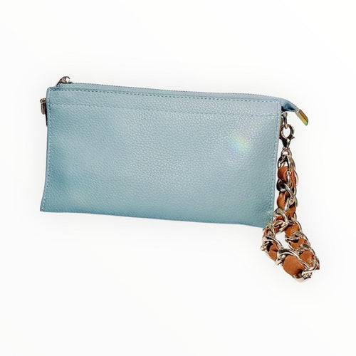 Brown Leather & Gold Chain Interchangeable Bag Strap - Sable & Red