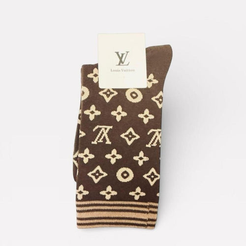 Louis Vuitton Monogram Brown Crew Socks One Size