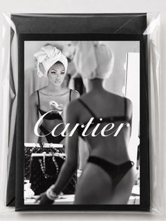 Cartier Graphic Print Black Greeting Card Set w/ Envelope | Blank Inside - Sable & Red