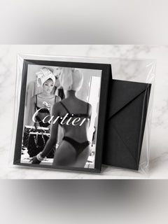 Cartier Graphic Print Black Greeting Card Set w/ Envelope | Blank Inside - Sable & Red