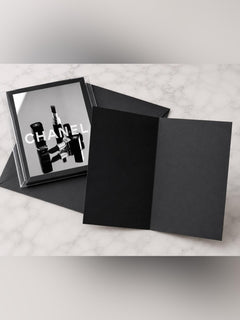 CHANEL Black & White Branded Photo Print with Lipstick Motif - Sable & Red