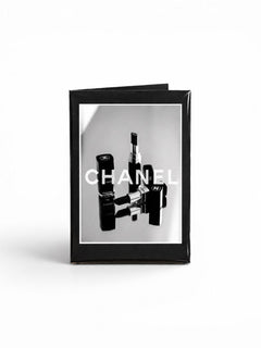 CHANEL Black & White Branded Photo Print with Lipstick Motif - Sable & Red
