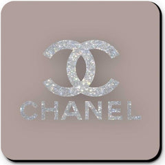 CHANEL Glitter Logo Coasters in Neutral Nude Tones - Set of 4 Glossy Coasters - Sable & Red