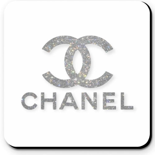 CHANEL Glitter Logo Coasters in Neutral Nude Tones - Set of 4 Glossy Coasters - Sable & Red