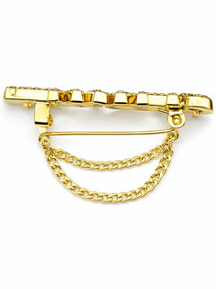 CHANEL Gold and Clear Crystal Draped Chain Brooch - Sable & Red