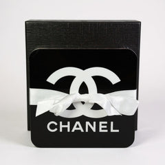 Chanel Logo Novelty Fashion Coaster Set - Set of 4 Glossy Coasters - Sable & Red