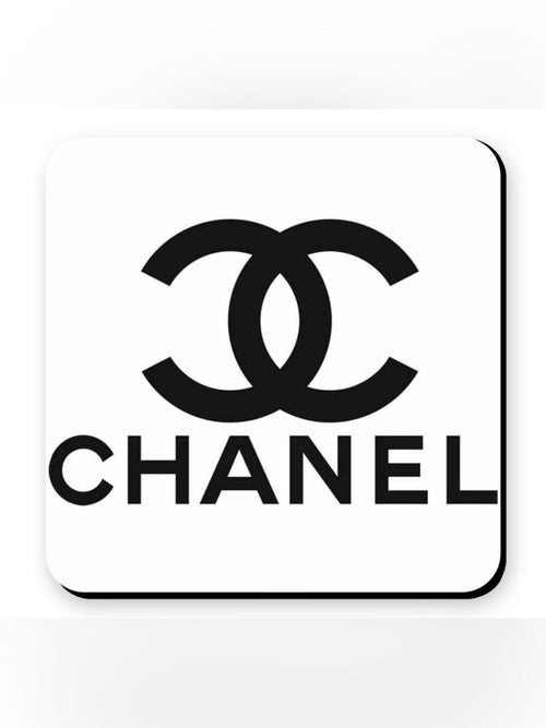 Chanel Logo Novelty Fashion Coaster Set - Set of 4 Glossy Coasters - Sable & Red