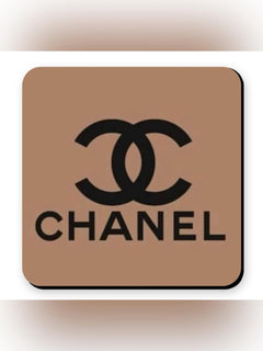 Chanel Logo Novelty Fashion Coaster Set - Set of 4 Glossy Coasters - Sable & Red