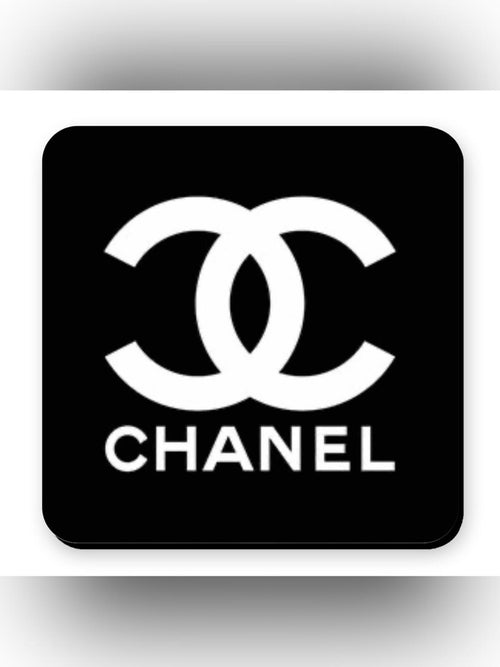 Chanel Logo Novelty Fashion Coaster Set - Set of 4 Glossy Coasters - Sable & Red