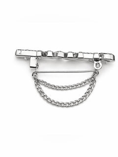 CHANEL Silver Crystal Double Chain Brooch - Sable & Red