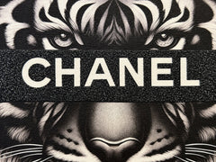 CHANEL Tiger Canvas Wall Art 18x18 Black White Fashion Home Decor - Sable & Red