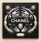 CHANEL Tiger Canvas Wall Art 18x18 Black White Fashion Home Decor - Sable & Red