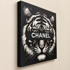 CHANEL Tiger Canvas Wall Art 18x18 Black White Fashion Home Decor - Sable & Red