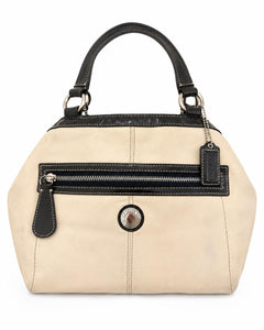 Coach Laura Leather Spectator Carryall Tote Ivory & Navy F14866 VINTAGE - Sable & Red
