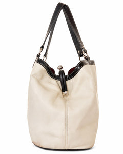 Coach Laura Leather Spectator Carryall Tote Ivory & Navy F14866 VINTAGE - Sable & Red