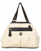 Coach Laura Leather Spectator Carryall Tote Ivory & Navy F14866 VINTAGE - Sable & Red