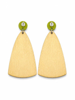 Colorful Geometric Wooden Drop Earrings Statement Boho - Sable & Red