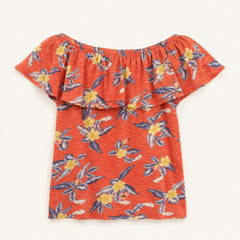 Coral Floral Off Shoulder Ruffle Top – The Marisol - Sable & Red