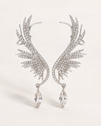 Crystal Angel Wing Ear Cuff Statement Earrings - Sable & Red