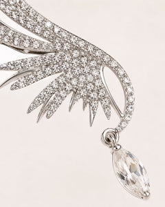 Crystal Angel Wing Ear Cuff Statement Earrings - Sable & Red