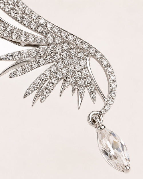 Crystal Angel Wing Ear Cuff Statement Earrings - Sable & Red