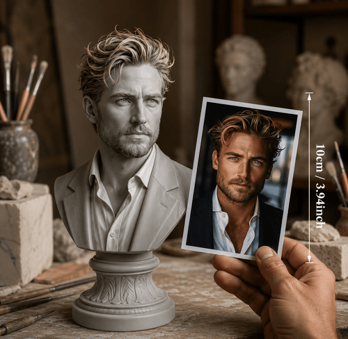Custom Photo to 3D Bust Sculpture – Personalized Keepsake - Sable & Red