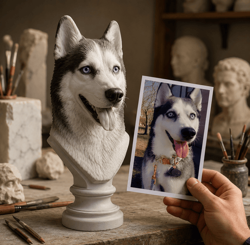 Custom Photo to 3D Bust Sculpture – Personalized Keepsake - Sable & Red
