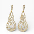David Tutera Juliana Bridal Earrings in Gold with Pave Set Scroll Design - Sable & Red