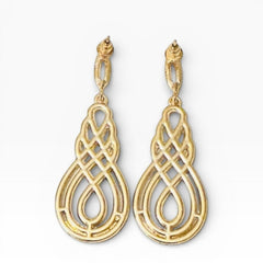 David Tutera Juliana Bridal Earrings in Gold with Pave Set Scroll Design - Sable & Red