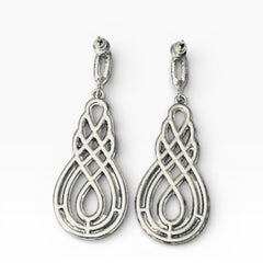 David Tutera Juliana Bridal Earrings in Silver with Pave Set Scroll Design - Sable & Red
