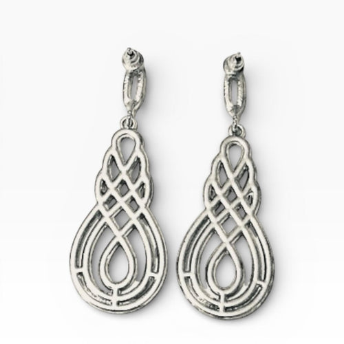 David Tutera Juliana Bridal Earrings in Silver with Pave Set Scroll Design - Sable & Red