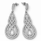 David Tutera Juliana Bridal Earrings in Silver with Pave Set Scroll Design - Sable & Red