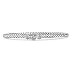 David Yurman Buckle Classic Cable Bracelet Sterling Silver with Diamonds, 3mm - Sable & Red