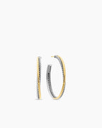 David Yurman Crossover Hoop Earrings in Sterling Silver & 18k Yellow Gold, 44mm - Sable & Red