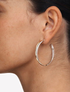 David Yurman Crossover Hoop Earrings in Sterling Silver & 18k Yellow Gold, 44mm - Sable & Red
