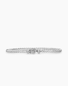 David Yurman Diamond Buckle Cable Bracelet 3mm Sterling Silver - Sable & Red