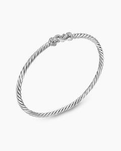 David Yurman Diamond Buckle Cable Bracelet 3mm Sterling Silver - Sable & Red