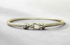 David Yurman Diamond Buckle Cable Bracelet 3mm Sterling Silver M - Sable & Red