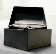 David Yurman Diamond Buckle Cable Bracelet 3mm Sterling Silver M - Sable & Red