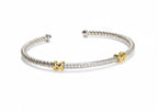 David Yurman Petite Helena Classic Cable Station Bracelet with Diamonds, 3mm - Sable & Red