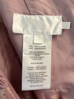 David's Bridal F19660M Rose Gold Metallic Lace Inset Chiffon Maxi Dress Size 0 - Sable & Red