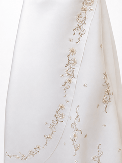 David’s Bridal Satin Organza A-Line Chapel Train Gown Size 12 V8820 - Sable & Red