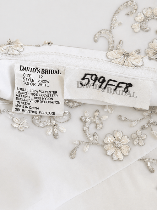 David’s Bridal Satin Organza A-Line Chapel Train Gown Size 12 V8820 - Sable & Red