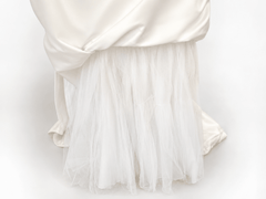 David’s Bridal Satin Organza A-Line Chapel Train Gown Size 12 V8820 - Sable & Red