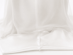 David’s Bridal Satin Organza A-Line Chapel Train Gown Size 12 V8820 - Sable & Red