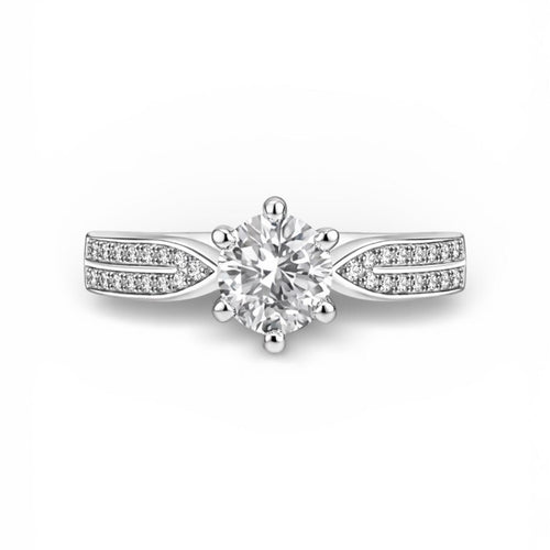 Round Cut Diamond 1ct 925 Sterling Silver Women's Engagement Ring Size 6
