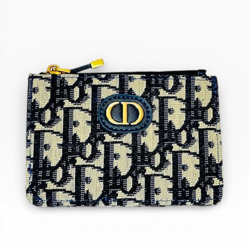 Dior 30 Montaigne Dahlia Card Holder Coin Pouch Blue Dior Oblique Jacquard