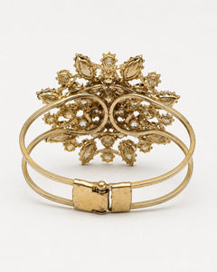DeLizza & Elster (Juliana) Vintage 1960s Smokey Crystal Hinged Cuff Bracelet - Sable & Red