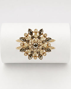 DeLizza & Elster (Juliana) Vintage 1960s Smokey Crystal Hinged Cuff Bracelet - Sable & Red